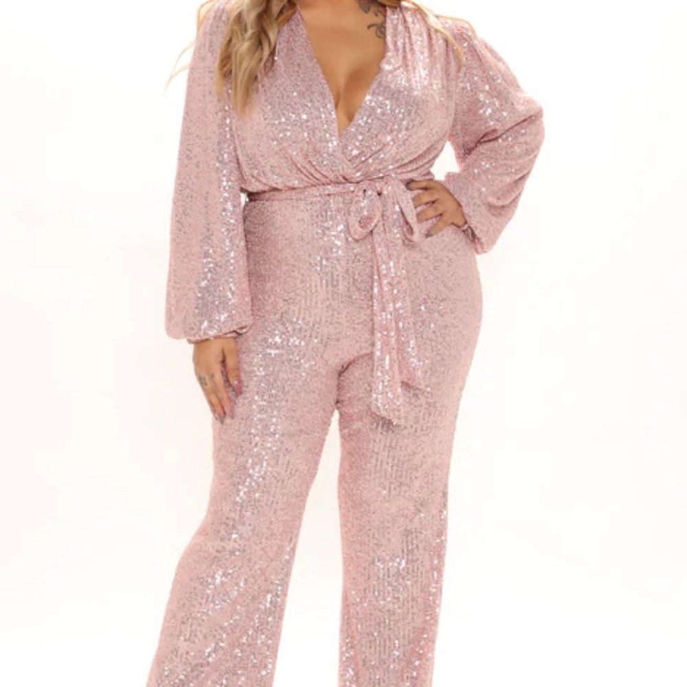 Pink Sequin Jumpsuit